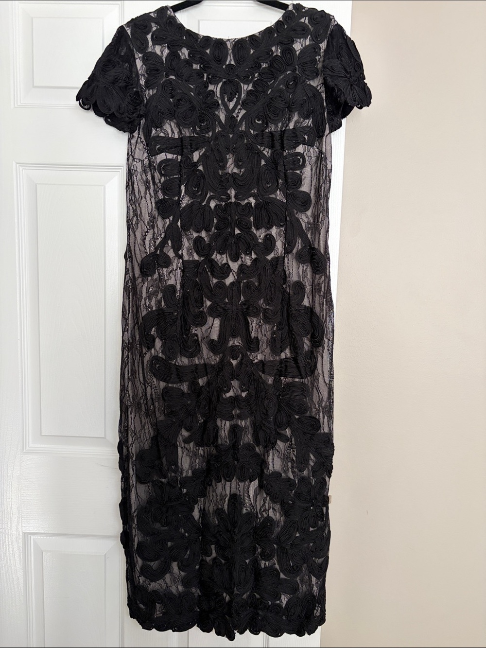 Black Lace Overlay Sheath Dress